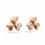 Heart Petal Clover Diamond Earring - 18Kt Rose Gold vermeil